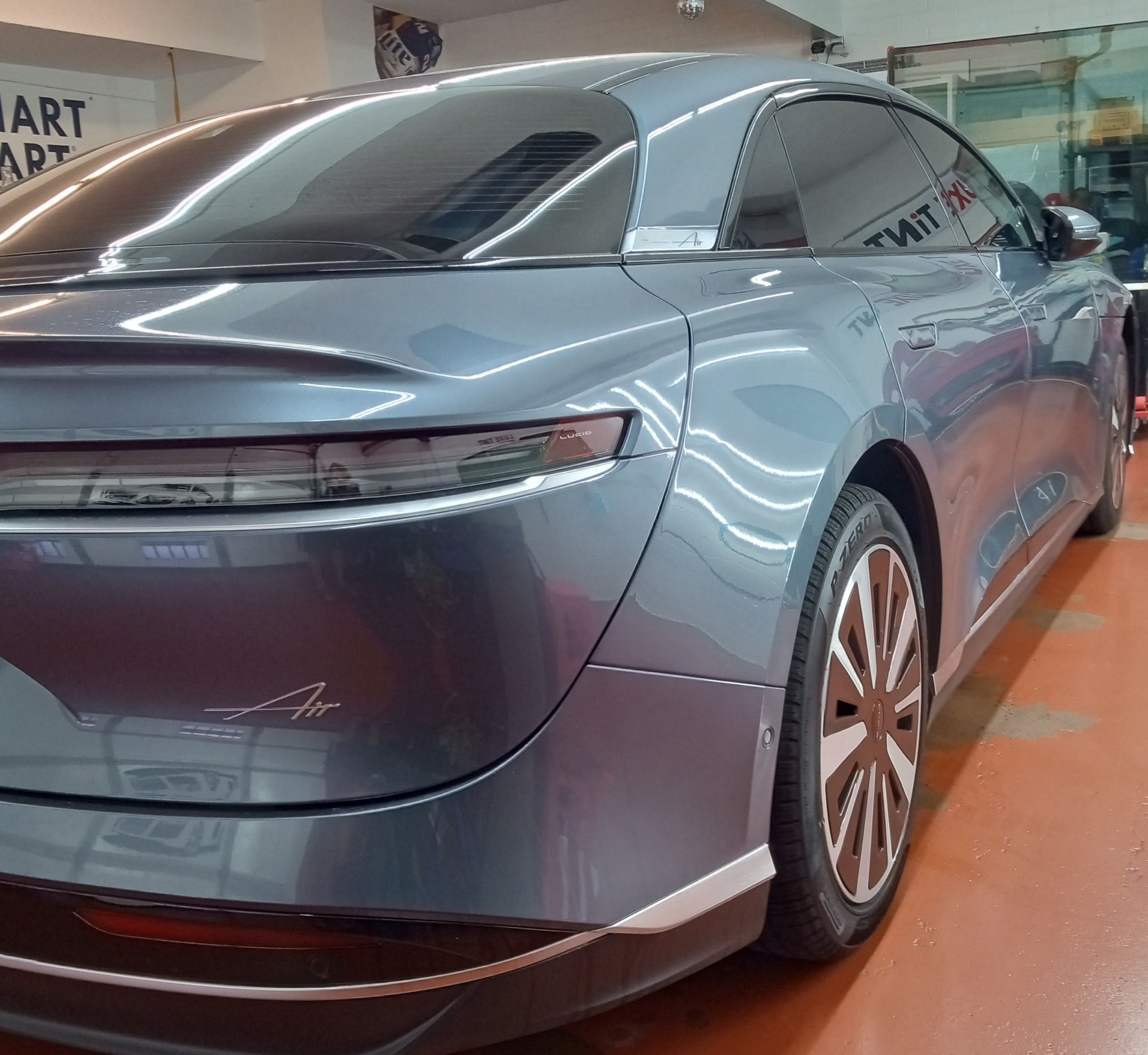 Grey Lucid Air, rear three-quarter