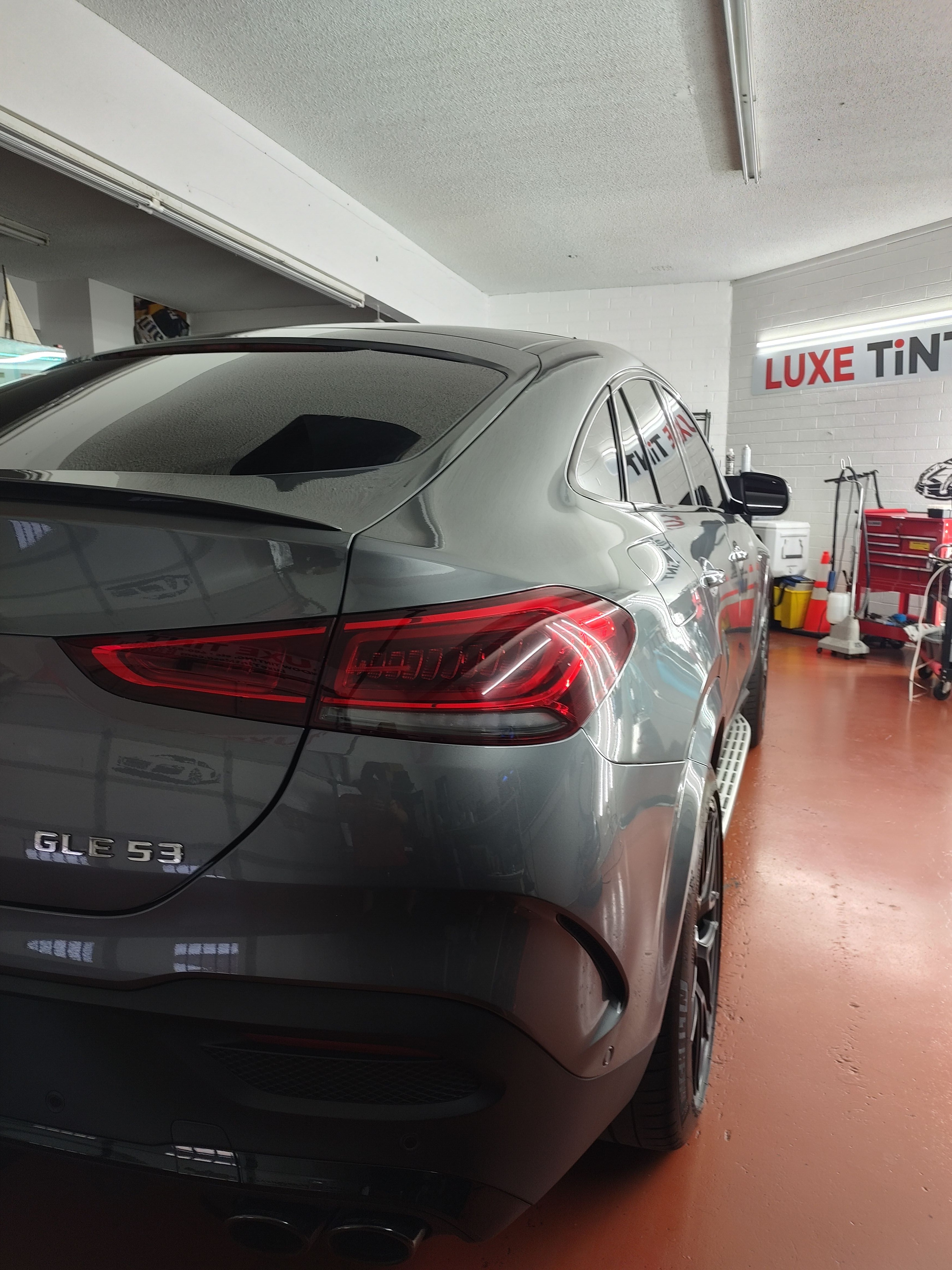 Grey Mercedes-AMG GLE 53, rear