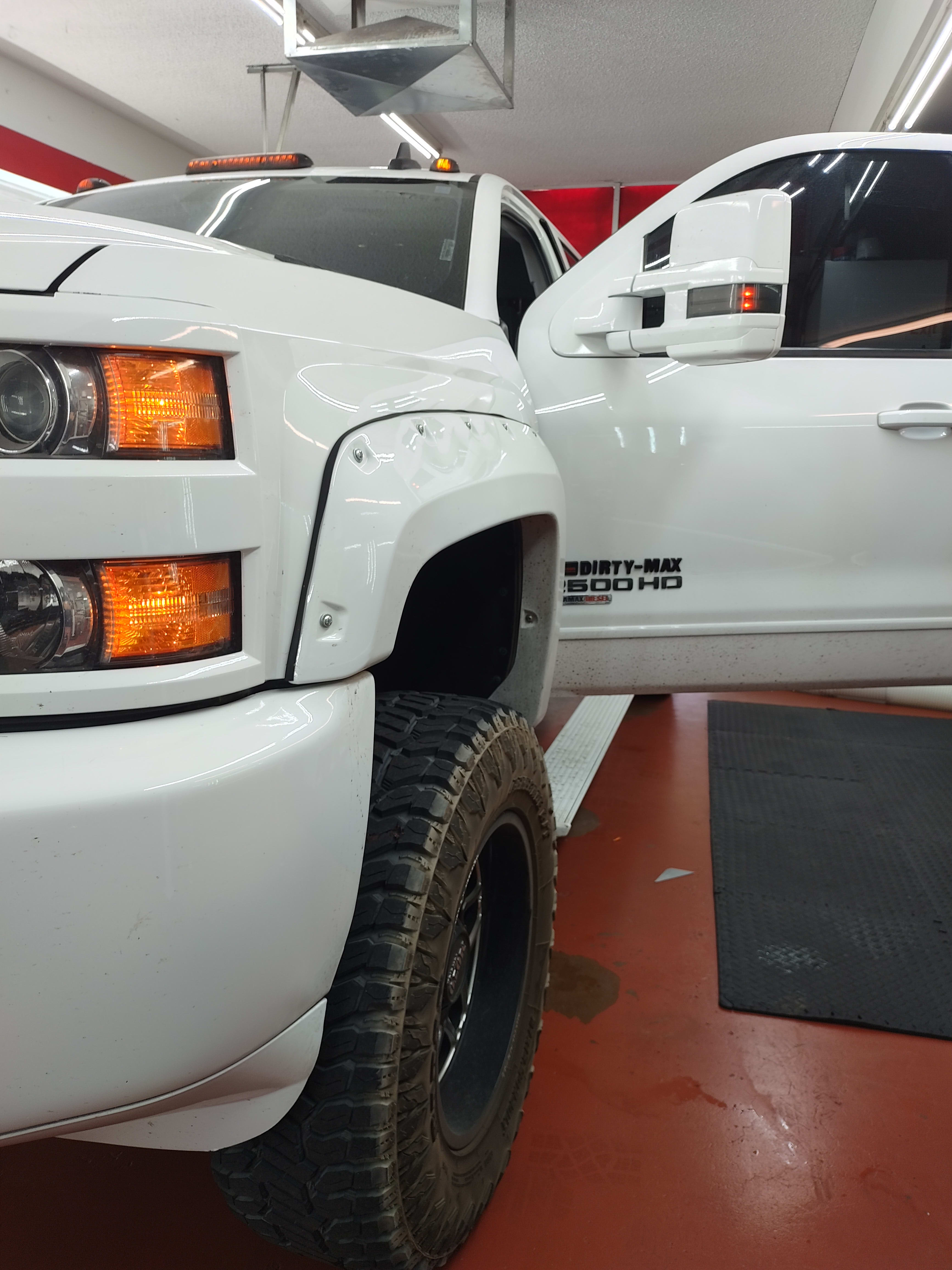 White Chevy Silverado 2500HD, front
