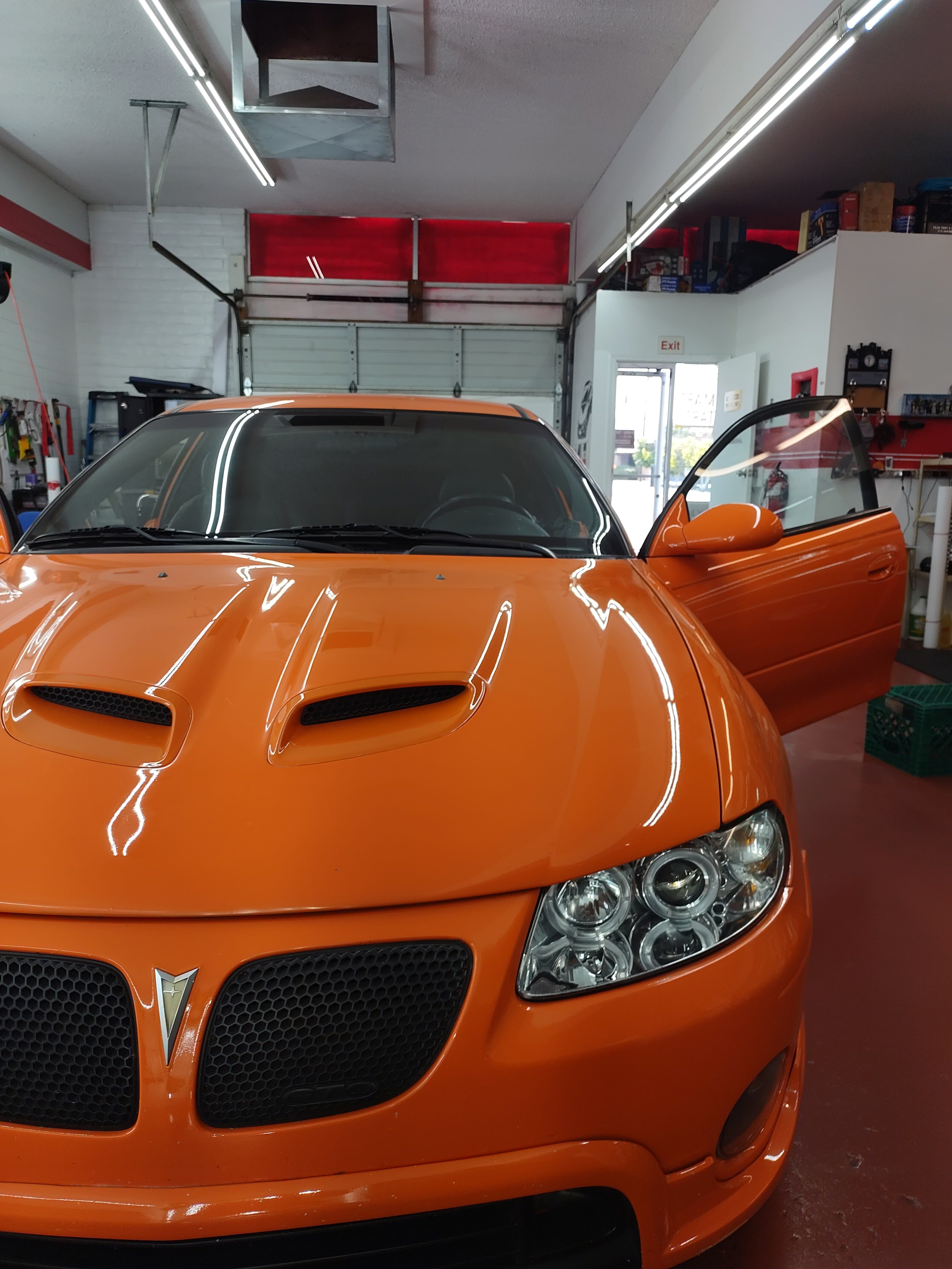 Orange Pontiac GTO, front
