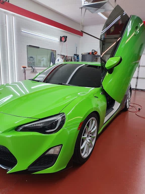 Green Scion FR-S, front three-quarter
