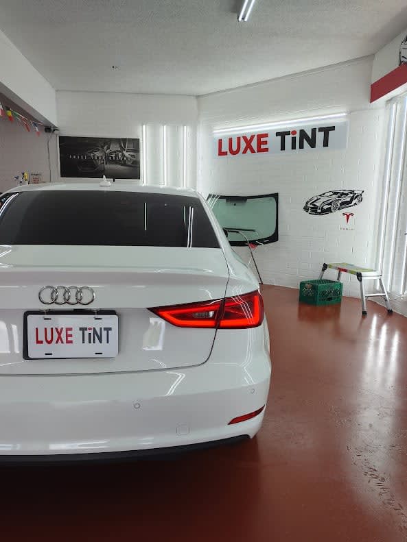 White Audi A3, rear