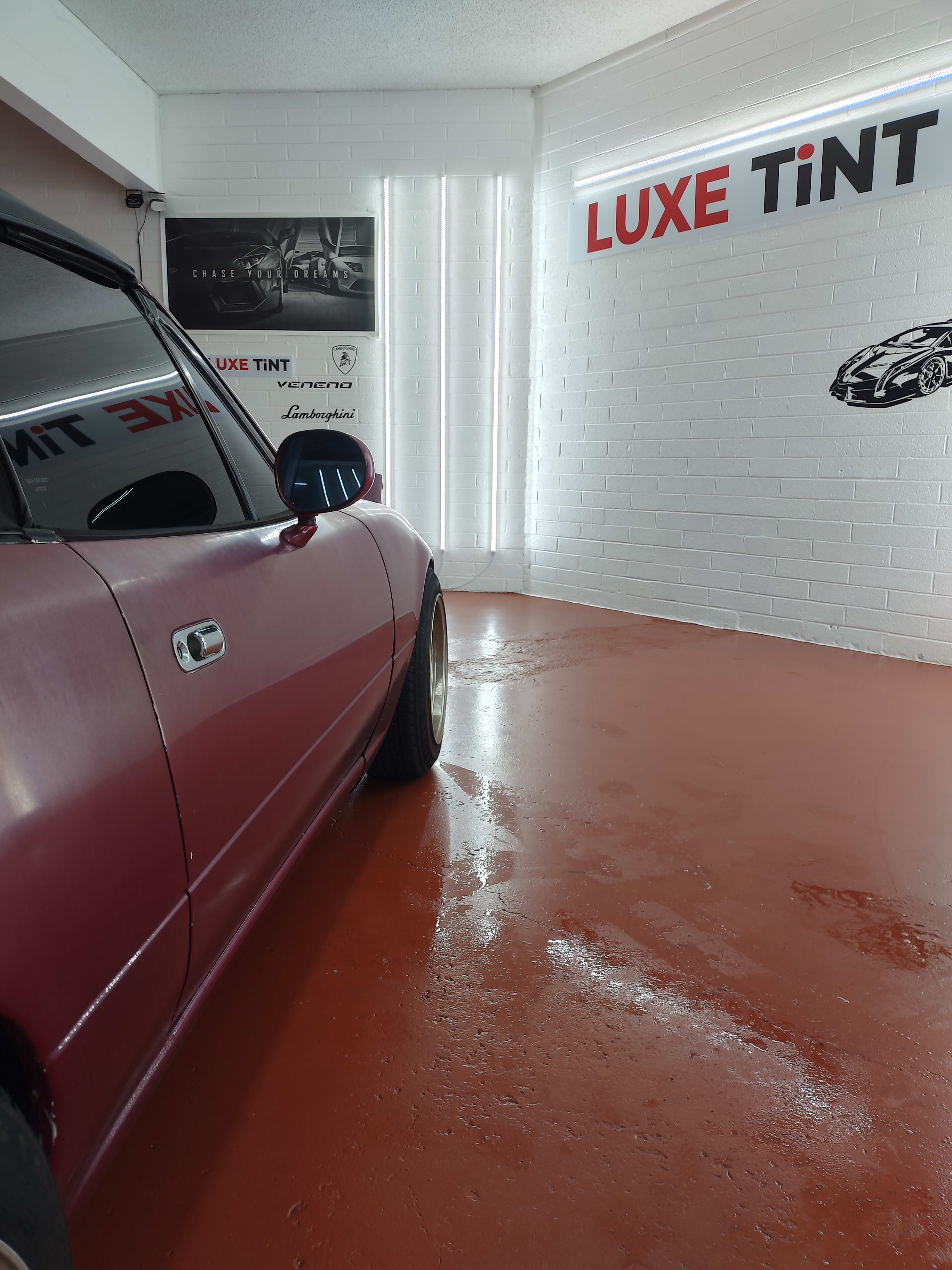 Burgundy sedan, side