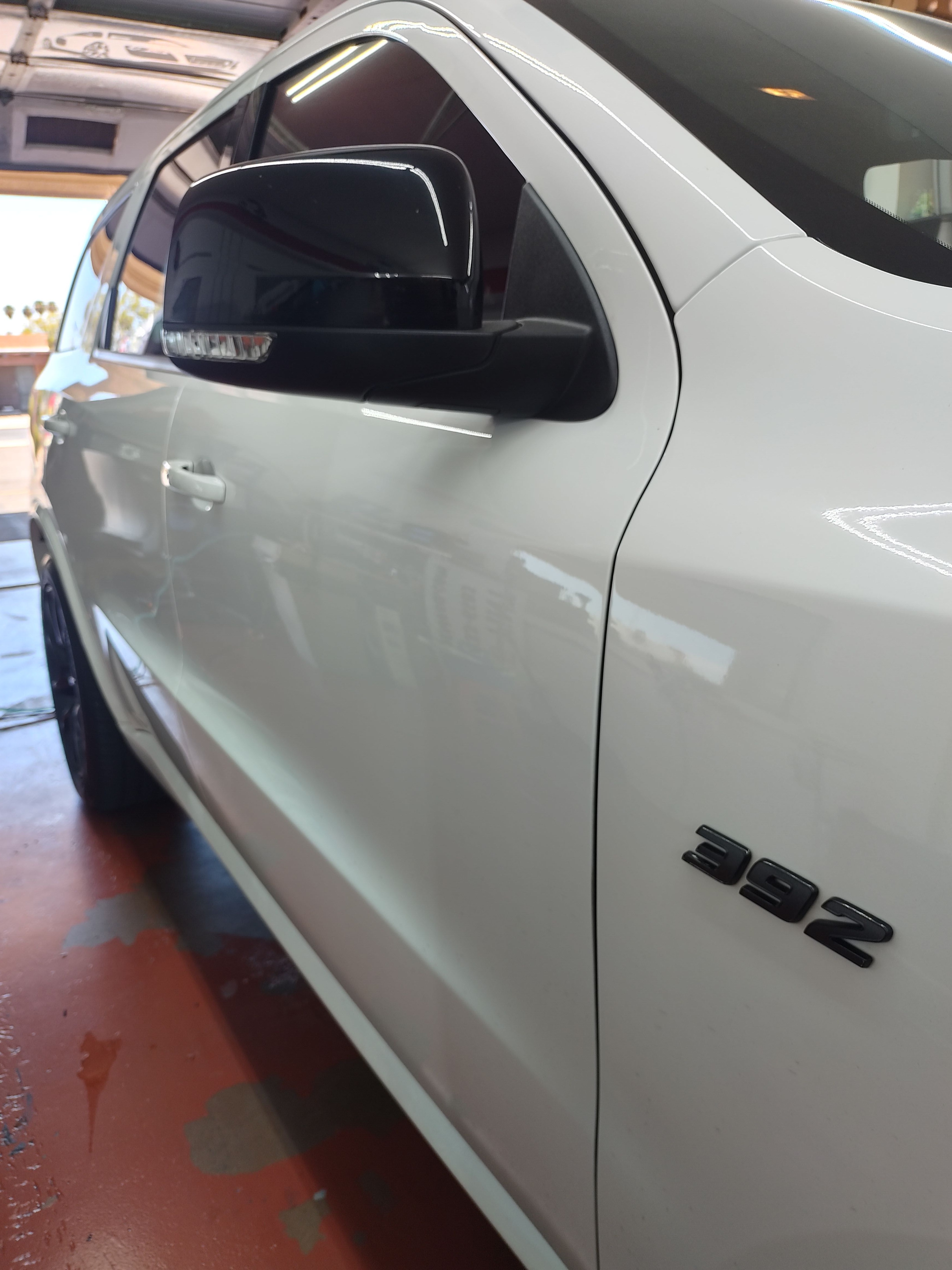 White Chevy Z71, side mirror and door