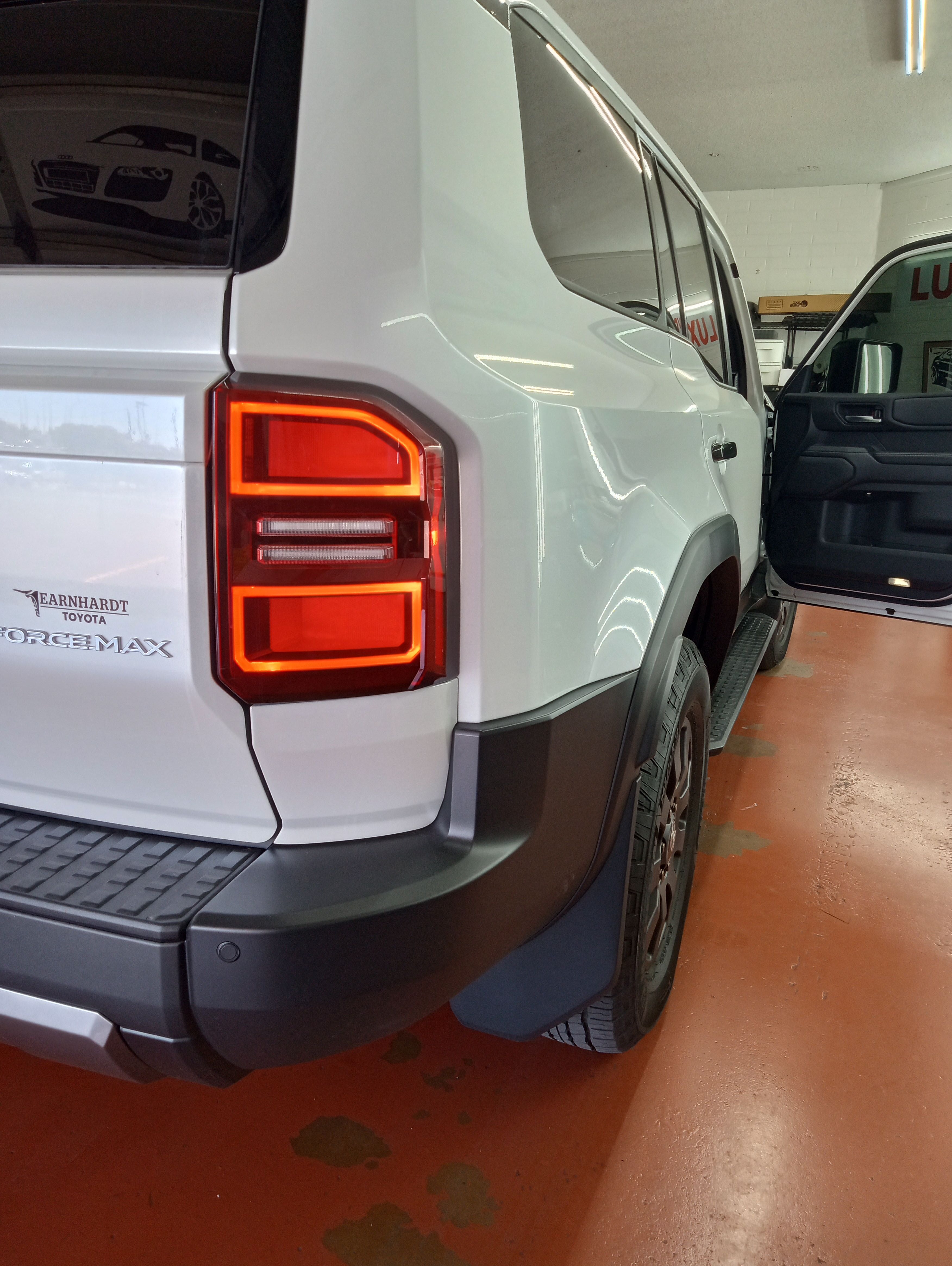 White Toyota Tacoma, rear