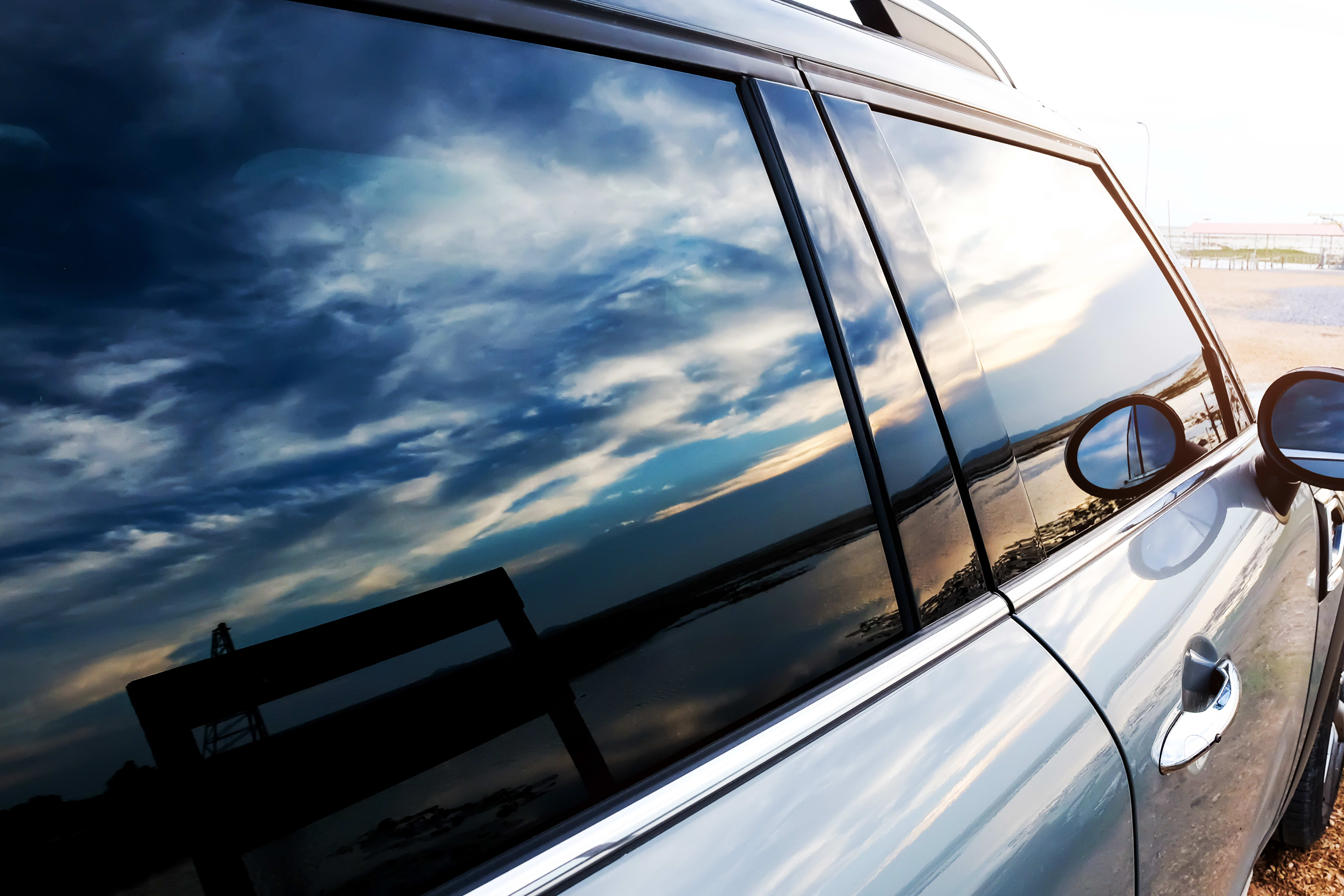 Tinted glass at sunset